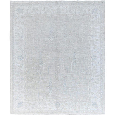 Oushak And Peshawar Wool Hand Knotted Rug Ivory Ivory 8.1X9.7 -O086708