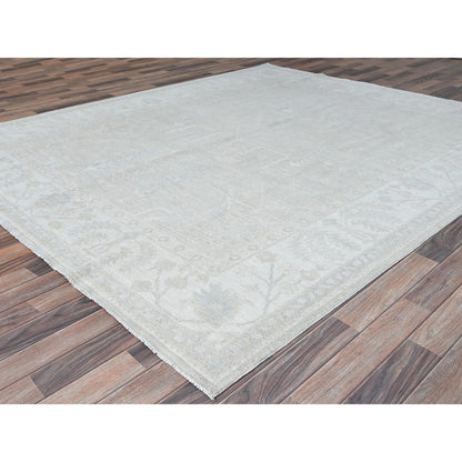 Oushak And Peshawar Wool Hand Knotted Rug Ivory Ivory 8.1X9.7 -O086708