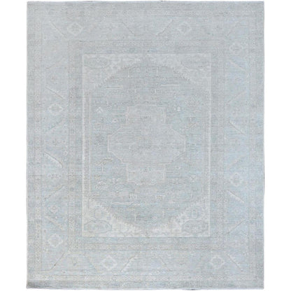 Oushak And Peshawar Wool Hand Knotted Rug Grey Gray 8.1X9.11 -O086709