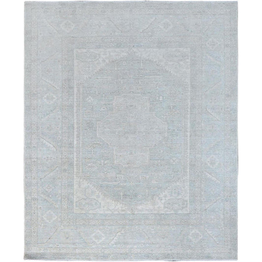 Oushak And Peshawar Wool Hand Knotted Rug Grey Gray 8.1X9.11 -O086709