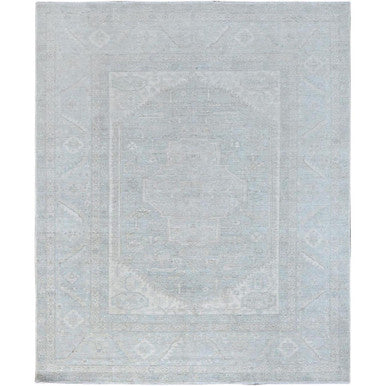 Oushak And Peshawar Wool Hand Knotted Rug Grey Gray 8.1X9.11 -O086709