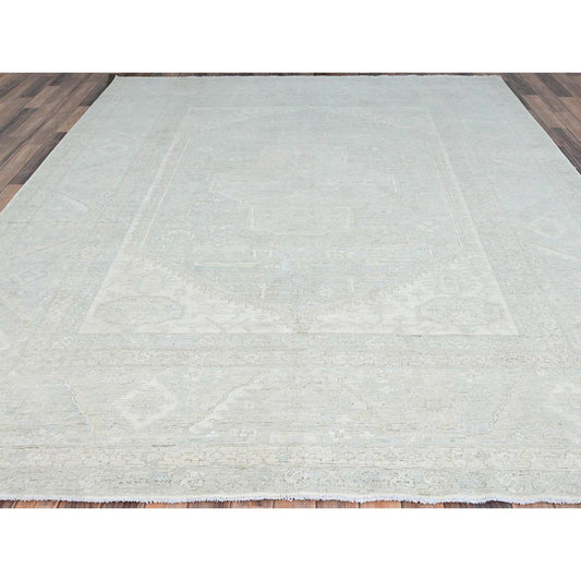 Oushak And Peshawar Wool Hand Knotted Rug Grey Gray 8.1X9.11 -O086709