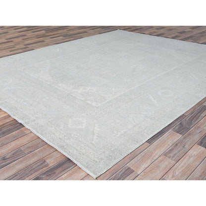 Oushak And Peshawar Wool Hand Knotted Rug Grey Gray 8.1X9.11 -O086709