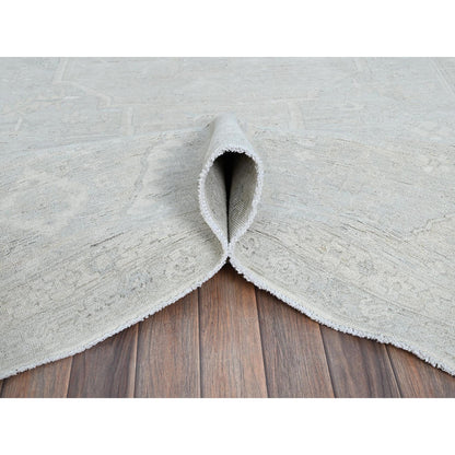 Oushak And Peshawar Wool Hand Knotted Rug Grey Gray 8.1X9.11 -O086709