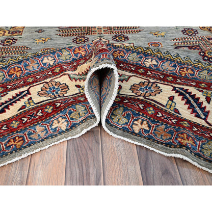Kazak Wool Hand Knotted Rug Grey Ivory 8.8X12.2 -O086712