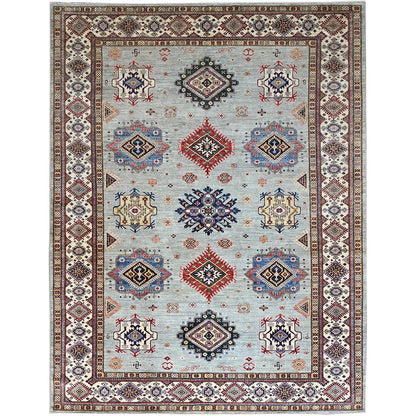 Kazak Wool Hand Knotted Rug Green Ivory 9.0X11.9 -O086713
