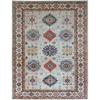 Kazak Wool Hand Knotted Rug Green Ivory 9.0X11.9 -O086713