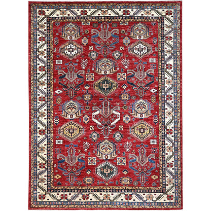 Kazak Wool Hand Knotted Rug Red Ivory 8.8X11.10 -O086714