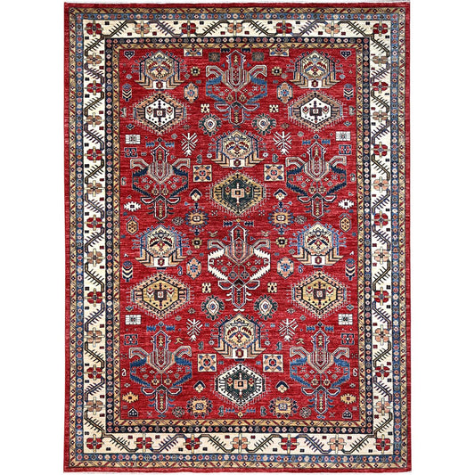 Kazak Wool Hand Knotted Rug Red Ivory 8.8X11.10 -O086714