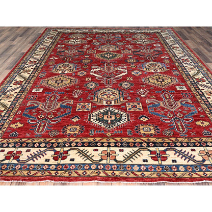 Kazak Wool Hand Knotted Rug Red Ivory 8.8X11.10 -O086714