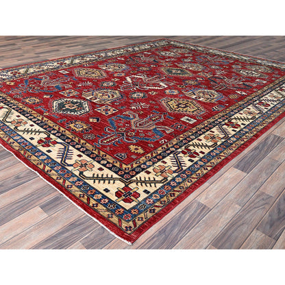 Kazak Wool Hand Knotted Rug Red Ivory 8.8X11.10 -O086714