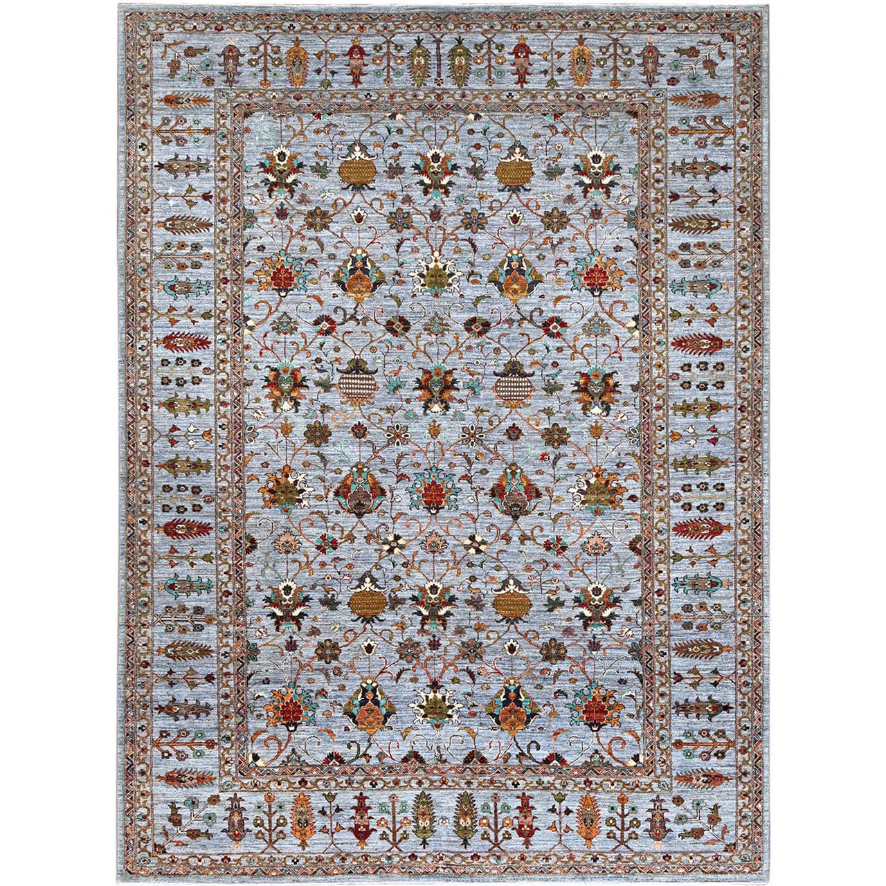 Gray 9'2" x 12'4" Tribal & Geometric Hand knotted Wool Rug - Sku: O086715