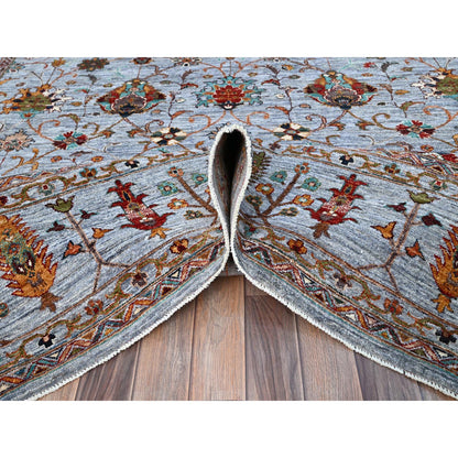 Tribal & Geometric Wool Hand Knotted Rug Grey Gray 9.2X12.4 -O086715