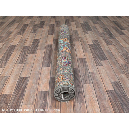 Tribal & Geometric Wool Hand Knotted Rug Grey Gray 5.0X6.10 -O086726