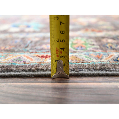 Tribal & Geometric Wool Hand Knotted Rug Grey Gray 5.0X6.10 -O086726