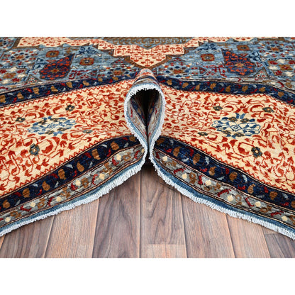Mamluk Wool Hand Knotted Rug Blue Ivory 10.1X13.5 -O086733