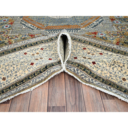 Mamluk Wool Hand Knotted Rug Green Ivory 9.0X11.10 -O086734