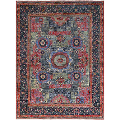 Mamluk Wool Hand Knotted Rug Blue Blue 9.0X12.0 -O086735