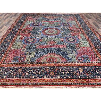 Mamluk Wool Hand Knotted Rug Blue Blue 9.0X12.0 -O086735