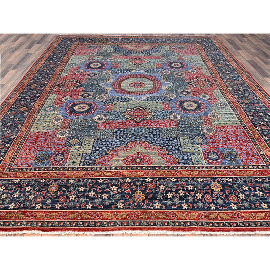 Mamluk Wool Hand Knotted Rug Blue Blue 9.0X12.0 -O086735