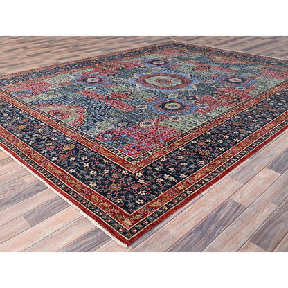 Mamluk Wool Hand Knotted Rug Blue Blue 9.0X12.0 -O086735