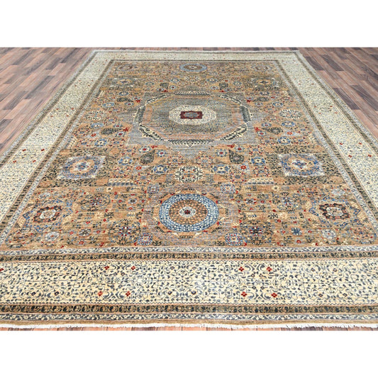 Mamluk Wool Hand Knotted Rug Grey Ivory 8.9X11.9 -O086736