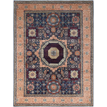 Mamluk Wool Hand Knotted Rug Blue Beige 9.0X11.11 -O086738