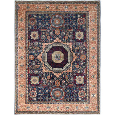 Mamluk Wool Hand Knotted Rug Blue Beige 9.0X11.11 -O086738