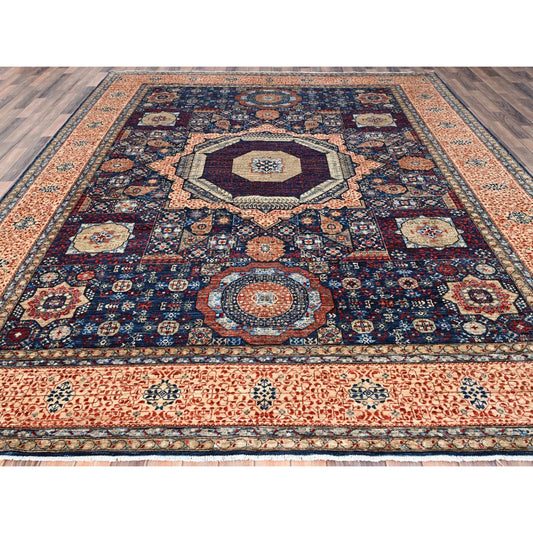 Mamluk Wool Hand Knotted Rug Blue Beige 9.0X11.11 -O086738