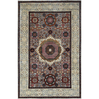 Mamluk Wool Hand Knotted Rug Grey Ivory 6.1X9.3 -O086742