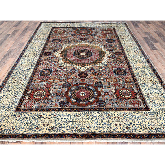 Mamluk Wool Hand Knotted Rug Grey Ivory 6.1X9.3 -O086742