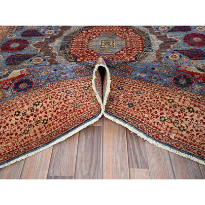 Mamluk Wool Hand Knotted Rug Blue Beige 6.1X9.0 -O086743