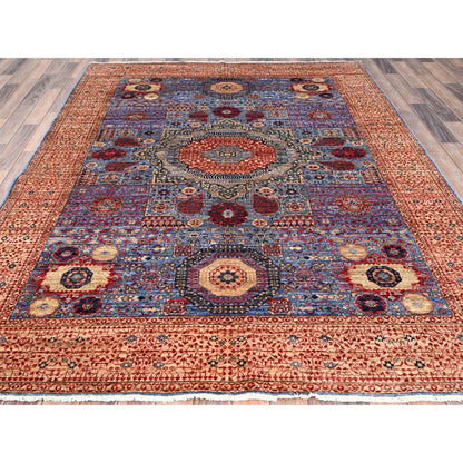 Mamluk Wool Hand Knotted Rug Blue Beige 6.0X8.7 -O086744