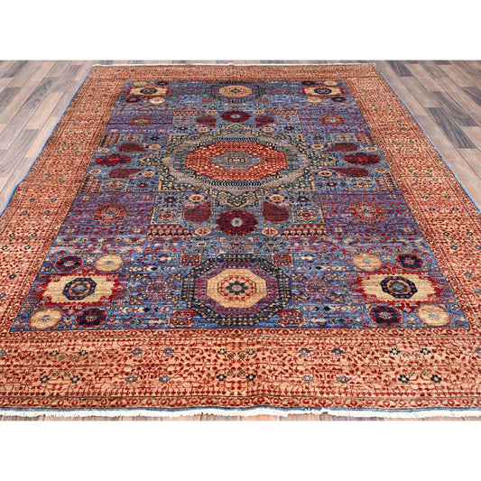 Mamluk Wool Hand Knotted Rug Blue Beige 6.0X8.7 -O086744