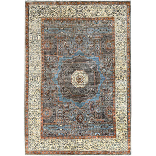 Mamluk Wool Hand Knotted Rug Green Ivory 5.0X7.3 -O086745