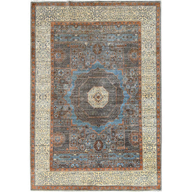 Mamluk Wool Hand Knotted Rug Green Ivory 5.0X7.3 -O086745