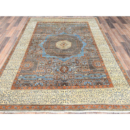 Mamluk Wool Hand Knotted Rug Green Ivory 5.0X7.3 -O086745
