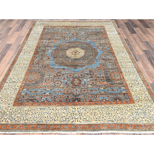 Mamluk Wool Hand Knotted Rug Green Ivory 5.0X7.3 -O086745