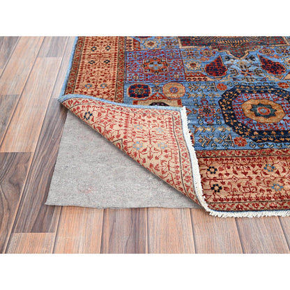 Mamluk Wool Hand Knotted Rug Blue Ivory 4.0X6.5 -O086746