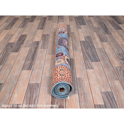 Mamluk Wool Hand Knotted Rug Blue Ivory 4.0X6.5 -O086746