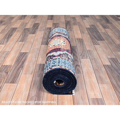 Mamluk Wool Hand Knotted Rug Blue Blue 2.6X15.9 -O086747