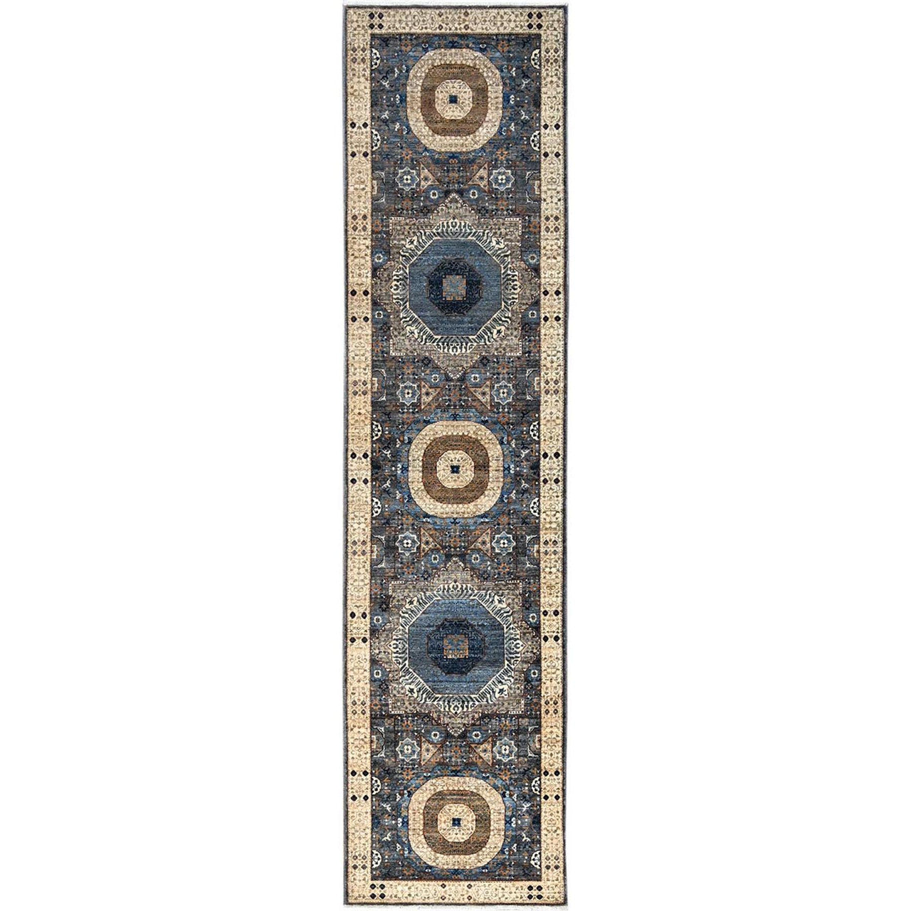 Gray 2'5" x 9'10" Mamluk Hand knotted Wool Rug - Sku: O086749