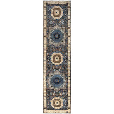 Mamluk Wool Hand Knotted Rug Grey Ivory 2.5X9.10 -O086749