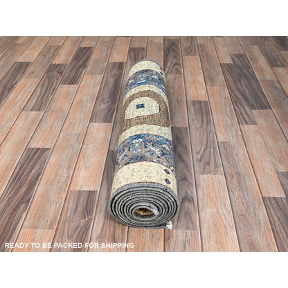 Mamluk Wool Hand Knotted Rug Grey Ivory 2.5X9.10 -O086749