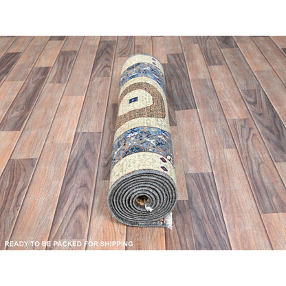 Mamluk Wool Hand Knotted Rug Grey Blue 2.8X9.10 -O086752