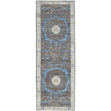 Mamluk Wool Hand Knotted Rug Grey Ivory 2.8X7.10 -O086753
