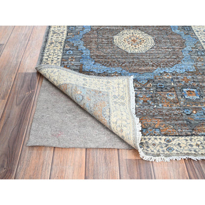 Mamluk Wool Hand Knotted Rug Grey Ivory 2.8X7.10 -O086753