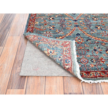 Mamluk Wool Hand Knotted Rug Green Red 2.6X11.8 -O086754