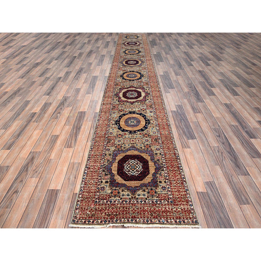 Mamluk Wool Hand Knotted Rug Brown Brown 2.7X15.10 -O086756