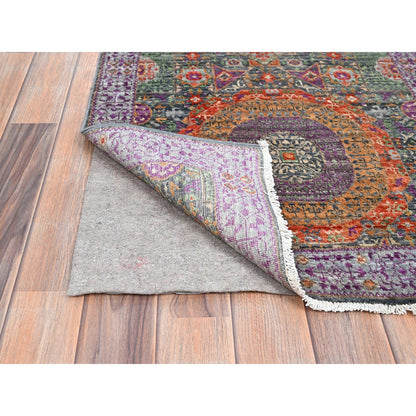 Mamluk Wool Hand Knotted Rug Green Gray 2.5X13.10 -O086757